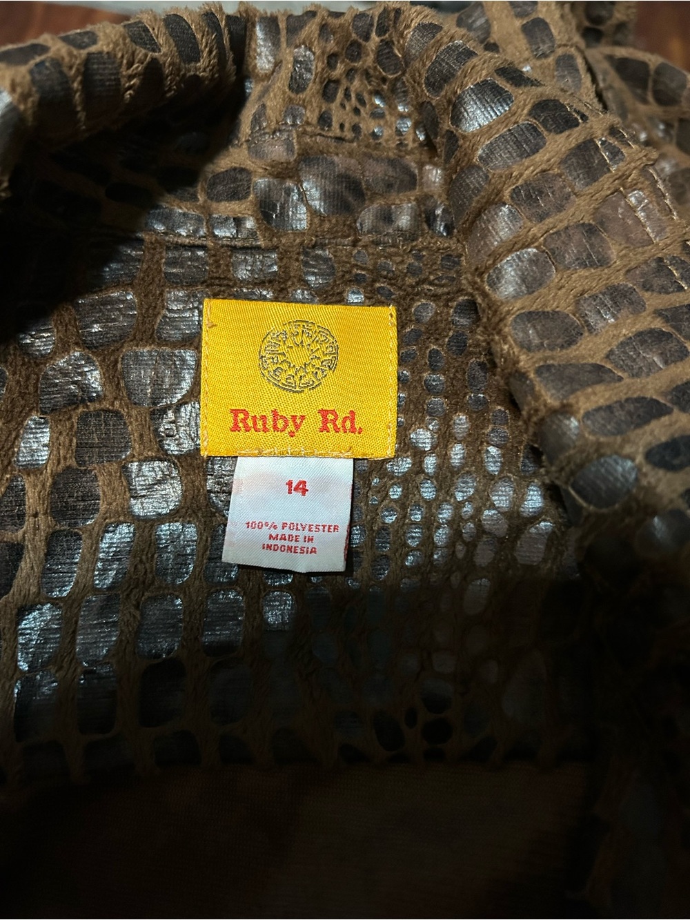 Ruby Rd. Brown Croc-Embossed Zip Jacket - Picture 3 of 5